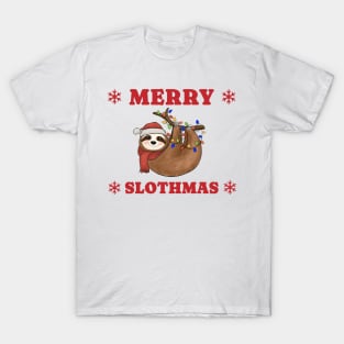 Merry Slothmas Christmas Lights T-Shirt